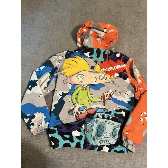 Members Only Nickelodeon Hey Arnold Full Zip Windbreaker Jacket Hooded Size S - Picture 10 of 14